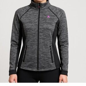 Marika Tek Zip Up Jacket Gray Black Activewear Athletic Pullover Size S